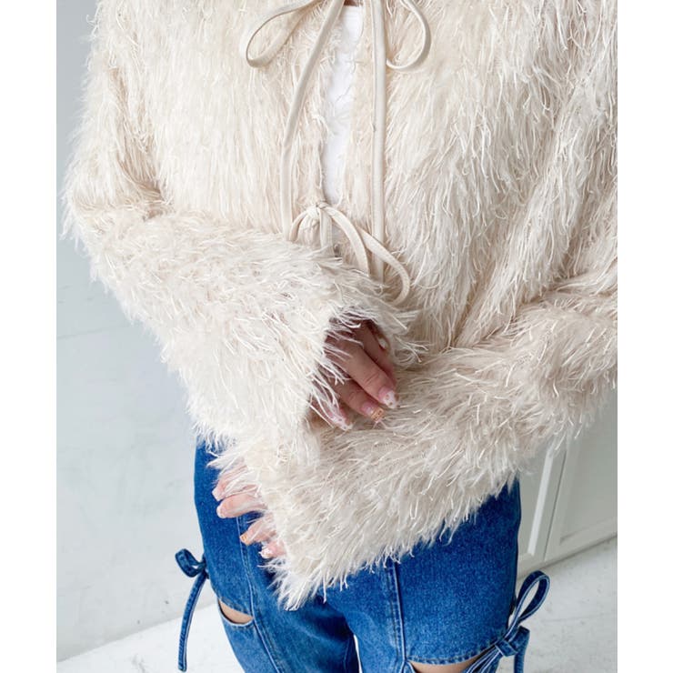 前後2WAYショート丈フリンジリボンカーディガン | moment+ | 詳細画像30 