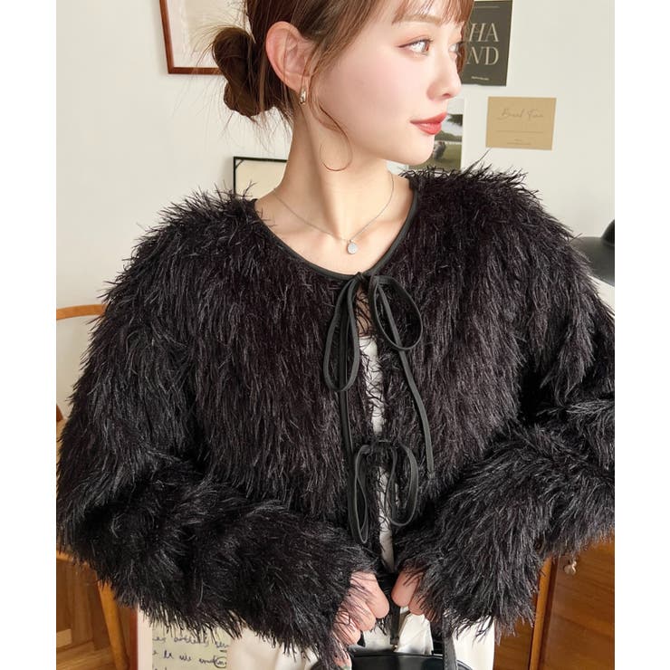 前後2WAYショート丈フリンジリボンカーディガン | moment+ | 詳細画像37 