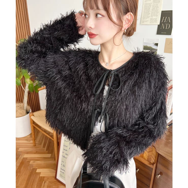 前後2WAYショート丈フリンジリボンカーディガン | moment+ | 詳細画像39 