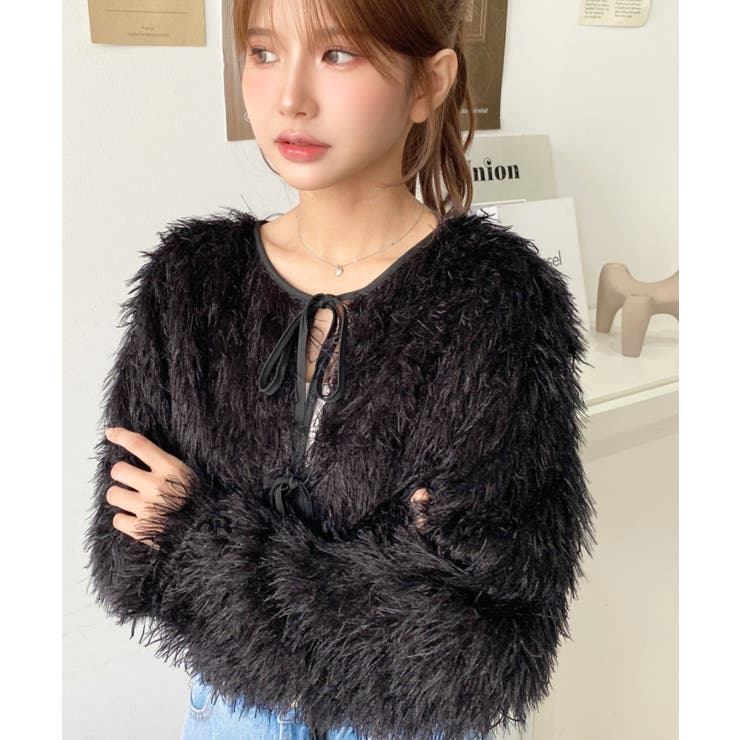 前後2WAYショート丈フリンジリボンカーディガン | moment+ | 詳細画像41 