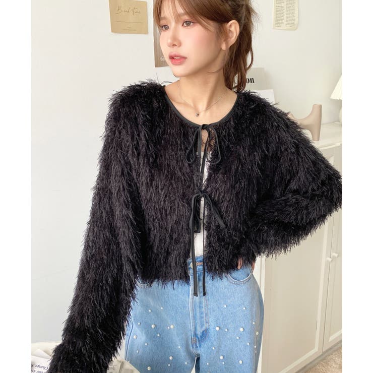 前後2WAYショート丈フリンジリボンカーディガン | moment+ | 詳細画像42 