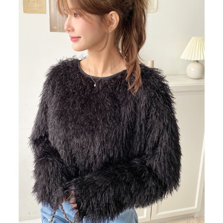 前後2WAYショート丈フリンジリボンカーディガン | moment+ | 詳細画像43 