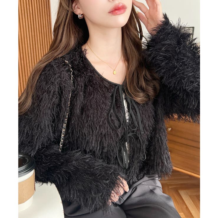 前後2WAYショート丈フリンジリボンカーディガン | moment+ | 詳細画像47 