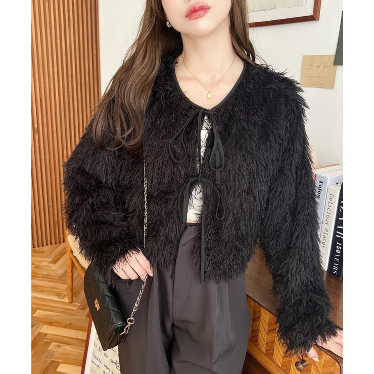 前後2WAYショート丈フリンジリボンカーディガン | moment+ | 詳細画像48 