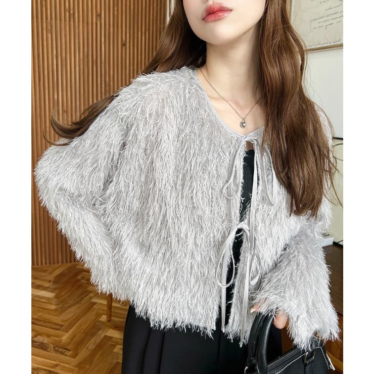 前後2WAYショート丈フリンジリボンカーディガン | moment+ | 詳細画像50 