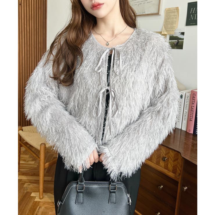 前後2WAYショート丈フリンジリボンカーディガン | moment+ | 詳細画像51 