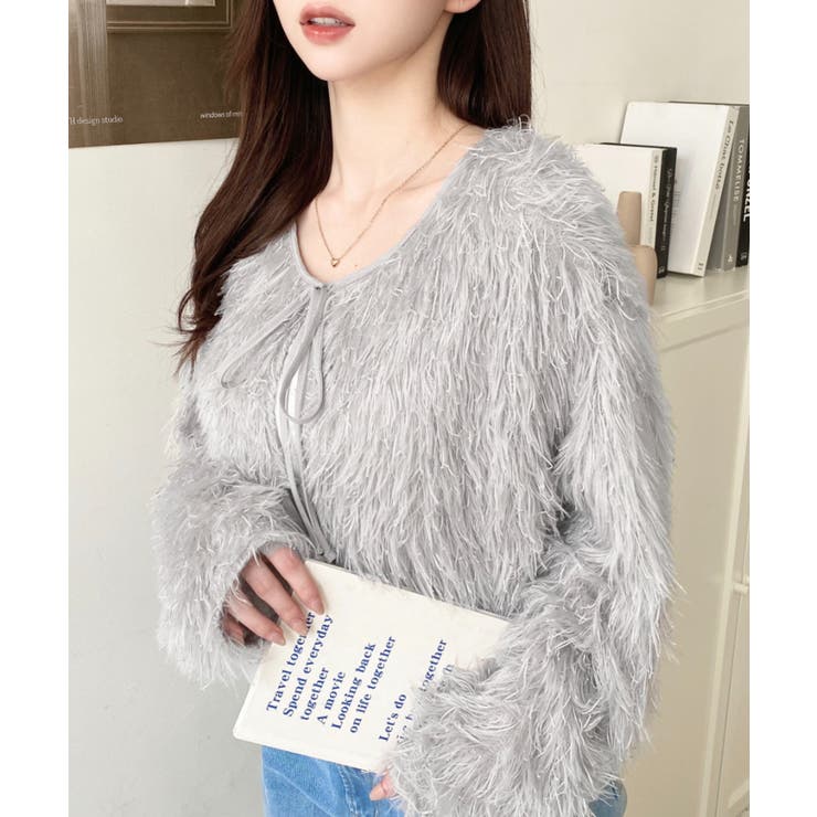 前後2WAYショート丈フリンジリボンカーディガン | moment+ | 詳細画像56 