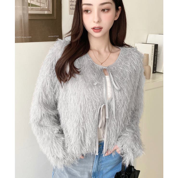 前後2WAYショート丈フリンジリボンカーディガン | moment+ | 詳細画像57 