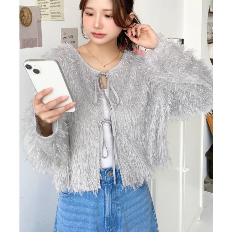 前後2WAYショート丈フリンジリボンカーディガン | moment+ | 詳細画像60 