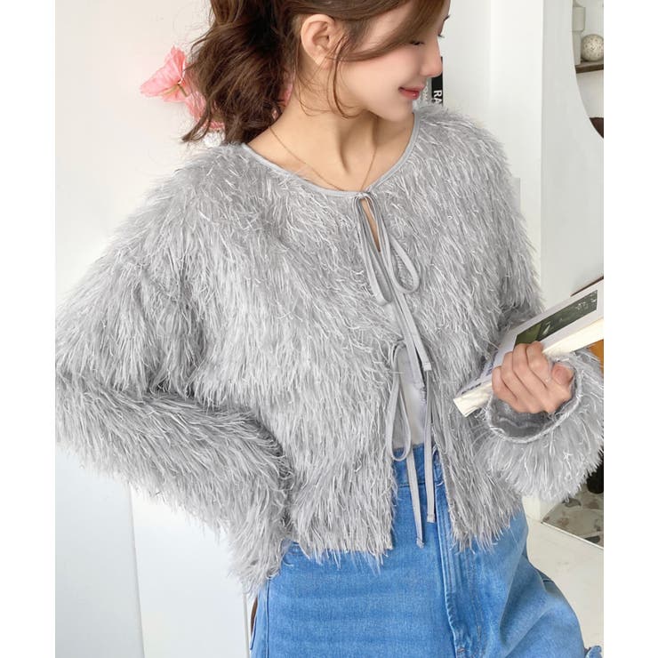 前後2WAYショート丈フリンジリボンカーディガン | moment+ | 詳細画像62 