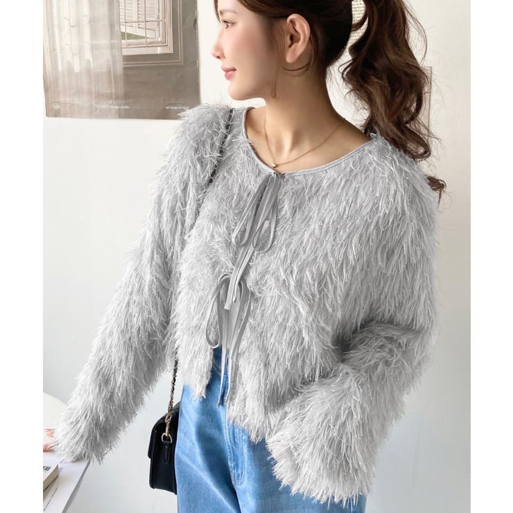 前後2WAYショート丈フリンジリボンカーディガン | moment+ | 詳細画像63 