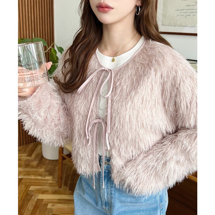 前後2WAYショート丈フリンジリボンカーディガン | moment+ | 詳細画像65 