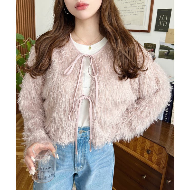 前後2WAYショート丈フリンジリボンカーディガン | moment+ | 詳細画像66 