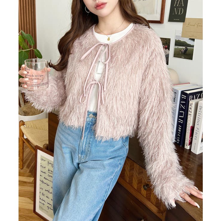 前後2WAYショート丈フリンジリボンカーディガン | moment+ | 詳細画像67 