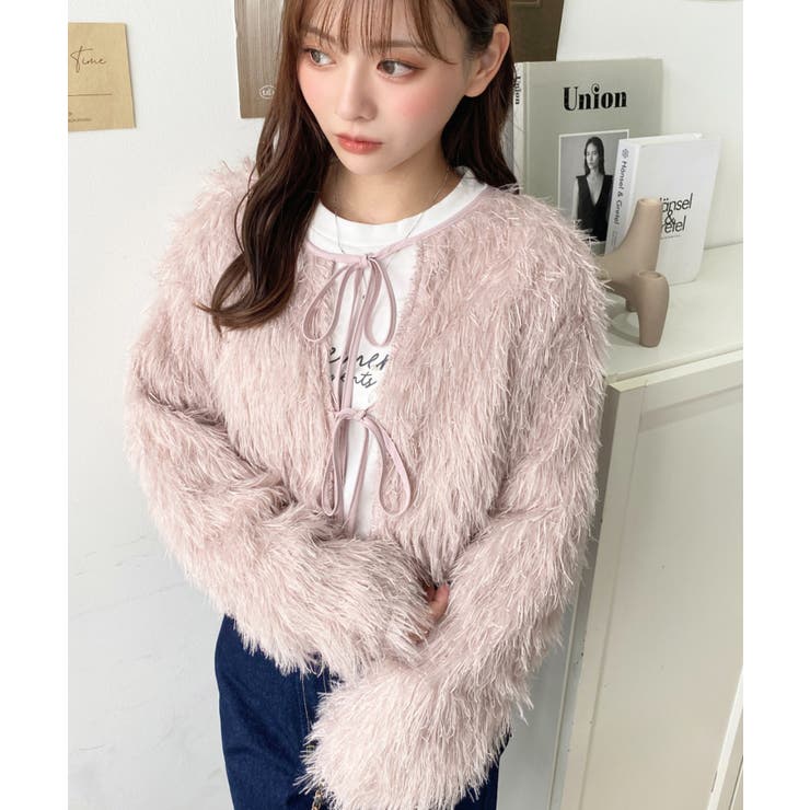 前後2WAYショート丈フリンジリボンカーディガン | moment+ | 詳細画像71 