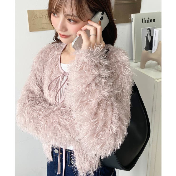 前後2WAYショート丈フリンジリボンカーディガン | moment+ | 詳細画像72 