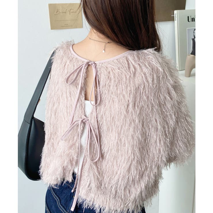 前後2WAYショート丈フリンジリボンカーディガン | moment+ | 詳細画像76 