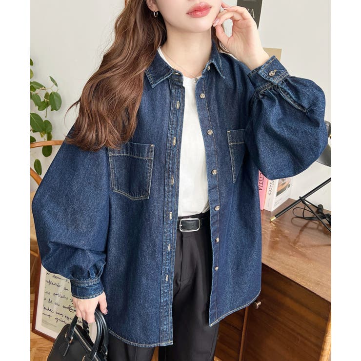 ライトオンスデニムWポケット長袖オーバーシャツ | moment+ | 詳細画像15 