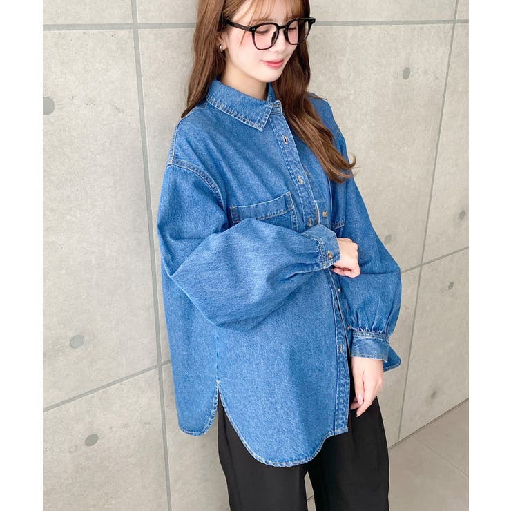 ライトオンスデニムWポケット長袖オーバーシャツ | moment+ | 詳細画像2 