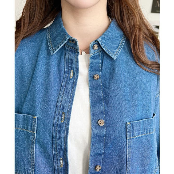 ライトオンスデニムWポケット長袖オーバーシャツ | moment+ | 詳細画像6 