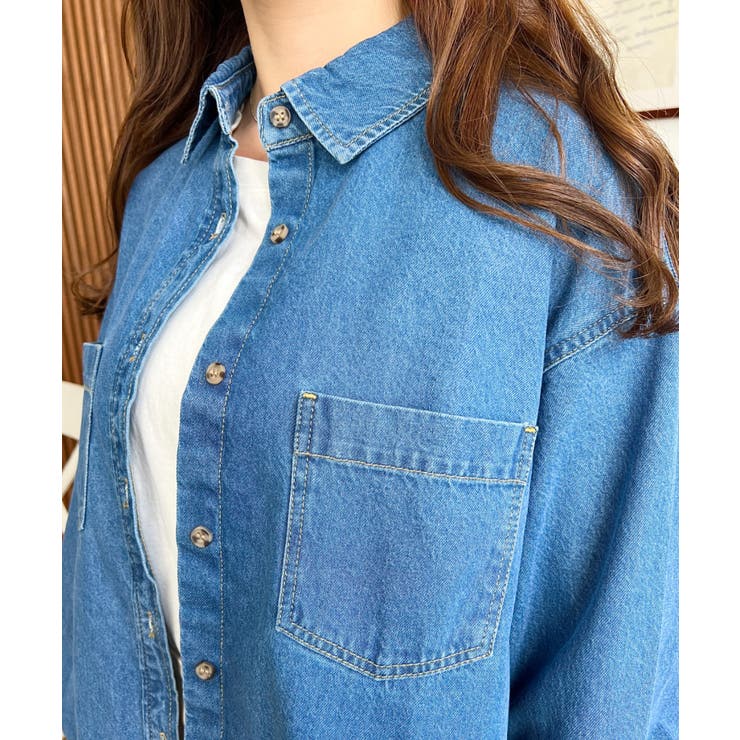 ライトオンスデニムWポケット長袖オーバーシャツ | moment+ | 詳細画像7 