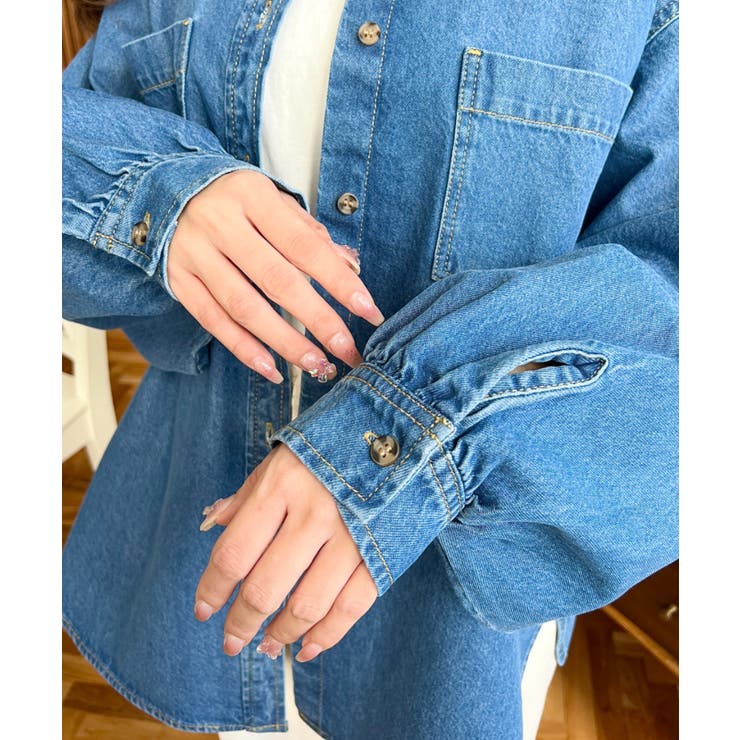 ライトオンスデニムWポケット長袖オーバーシャツ | moment+ | 詳細画像8 