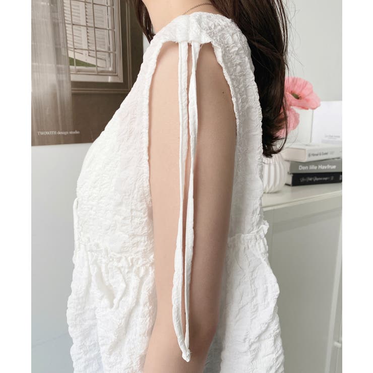 ポコポコチェックショルダーリボンペプラムベスト | moment+ | 詳細画像12 