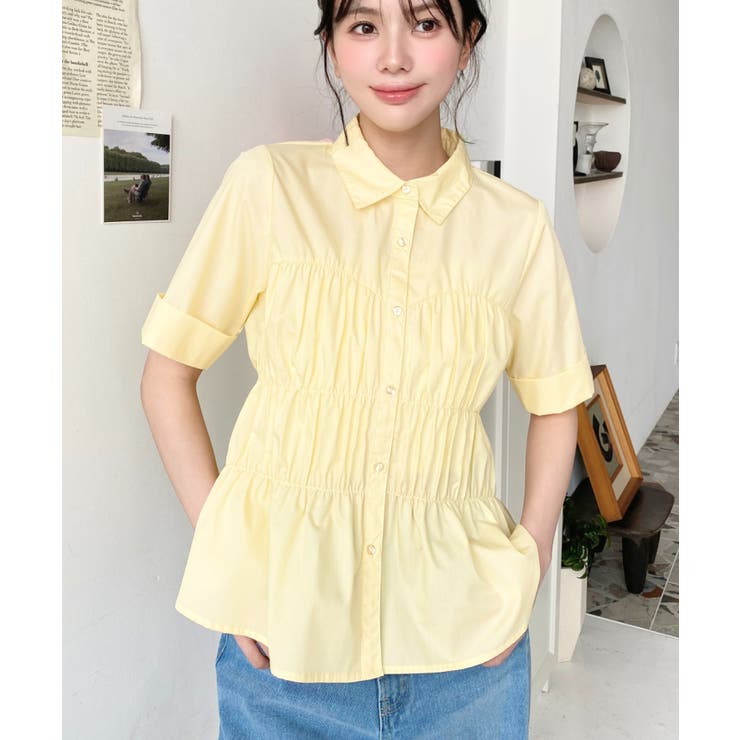 イエロー | TCブロードシャーリングビスチェデザインブラウス | moment+