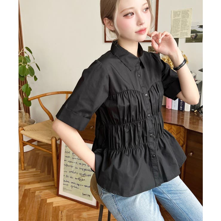 TCブロードシャーリングビスチェデザインブラウス | moment+ | 詳細画像4 