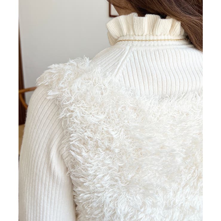 ブークレフェザーショートニットベスト[品番：ERMW0003907]｜moment+