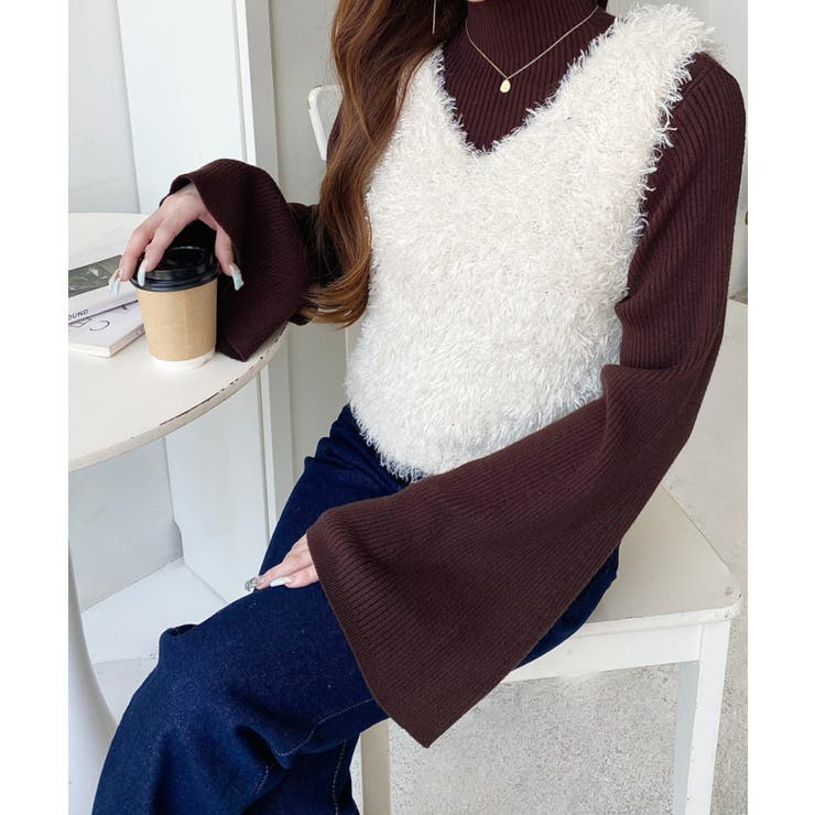 ブークレフェザーショートニットベスト | moment+ | 詳細画像14 