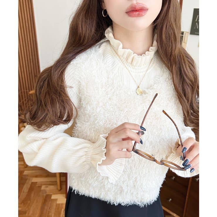 ブークレフェザーショートニットベスト[品番：ERMW0003907]｜moment+