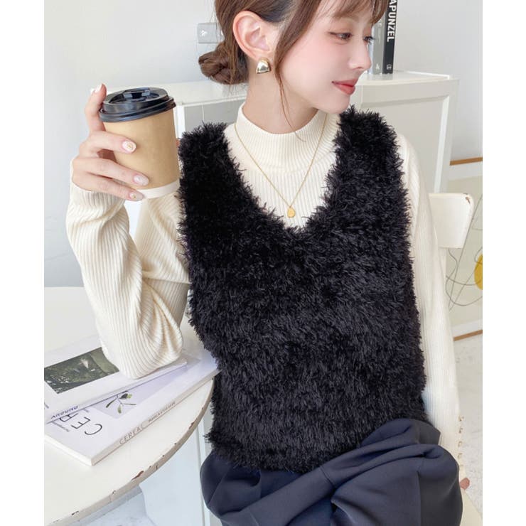 ブークレフェザーショートニットベスト | moment+ | 詳細画像21 