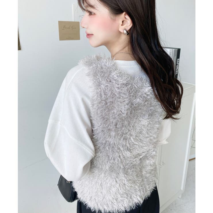 ブークレフェザーショートニットベスト | moment+ | 詳細画像26 