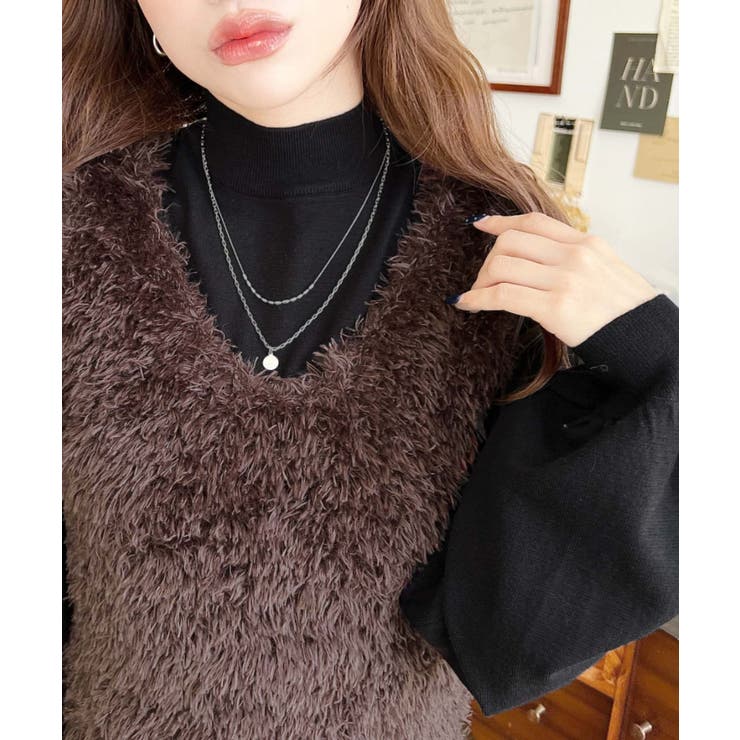 ブークレフェザーショートニットベスト | moment+ | 詳細画像28 