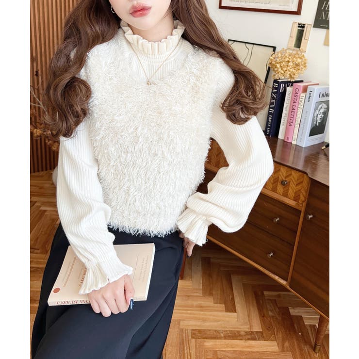 ブークレフェザーショートニットベスト[品番：ERMW0003907