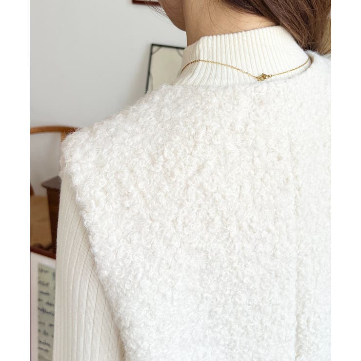 フェイクリングウール金ボタンノーカラーベスト | moment+ | 詳細画像12 