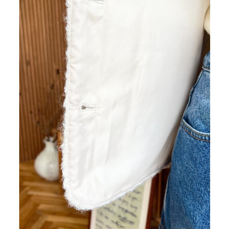 フェイクリングウール金ボタンノーカラーベスト | moment+ | 詳細画像13 