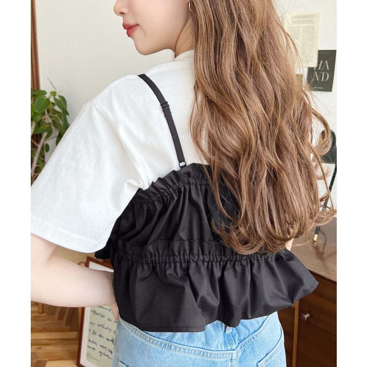 無地＆マルチストライプフリルビスチェセット半袖シャツブラウス | moment+ | 詳細画像23 