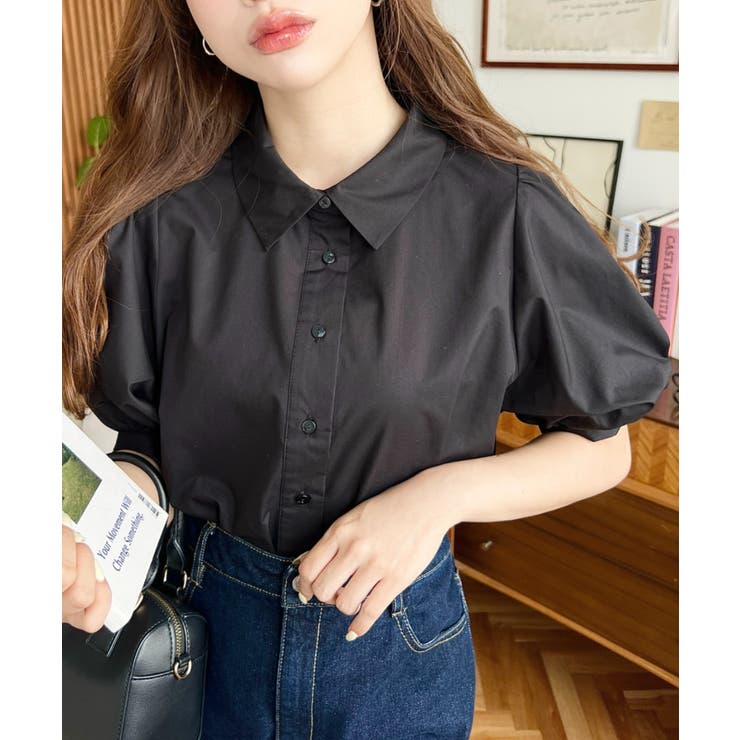 無地＆マルチストライプフリルビスチェセット半袖シャツブラウス | moment+ | 詳細画像25 