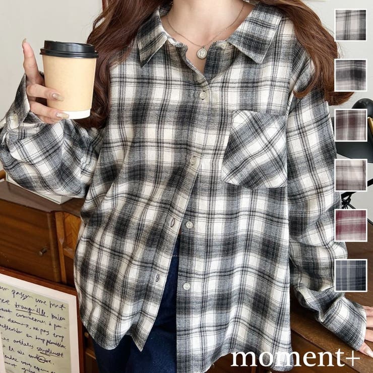 マルチウェイ長袖ルーズチェックシャツ | moment+ | 詳細画像1 