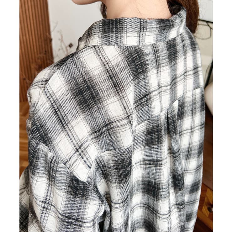 マルチウェイ長袖ルーズチェックシャツ | moment+ | 詳細画像11 