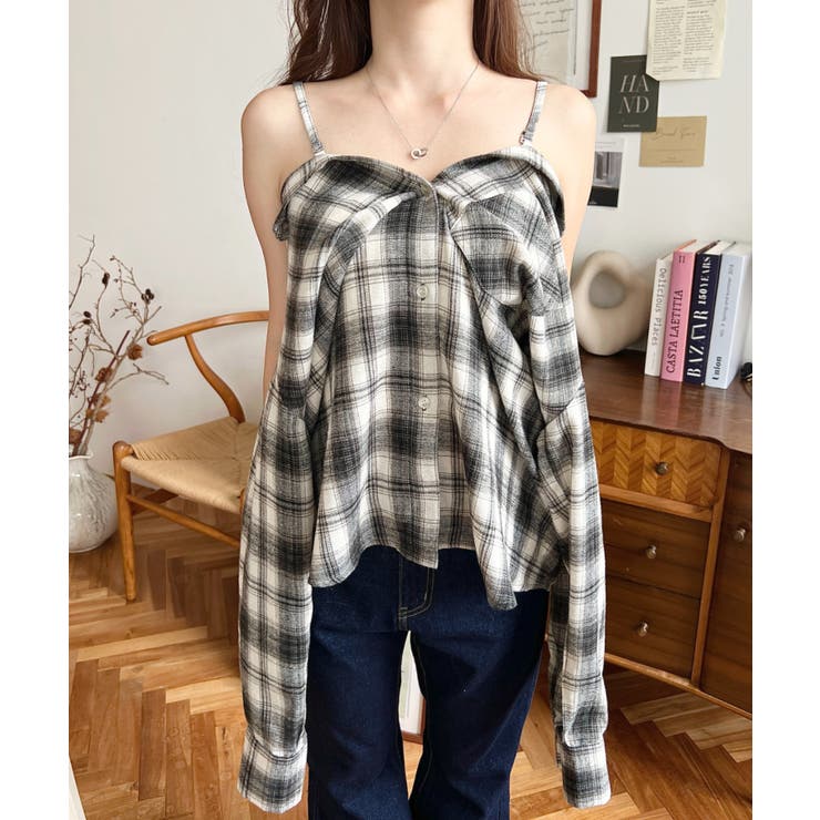 マルチウェイ長袖ルーズチェックシャツ | moment+ | 詳細画像15 