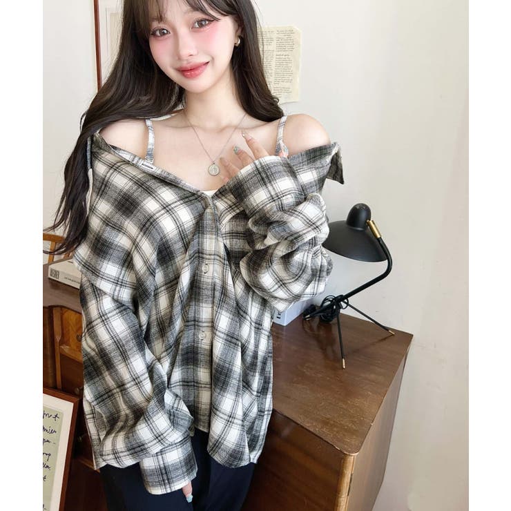 マルチウェイ長袖ルーズチェックシャツ | moment+ | 詳細画像18 