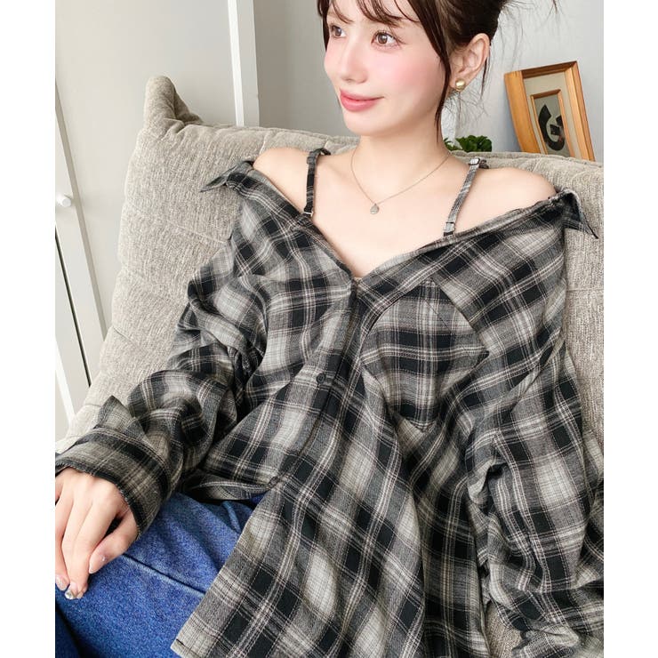 マルチウェイ長袖ルーズチェックシャツ | moment+ | 詳細画像23 