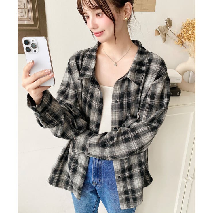 マルチウェイ長袖ルーズチェックシャツ | moment+ | 詳細画像25 