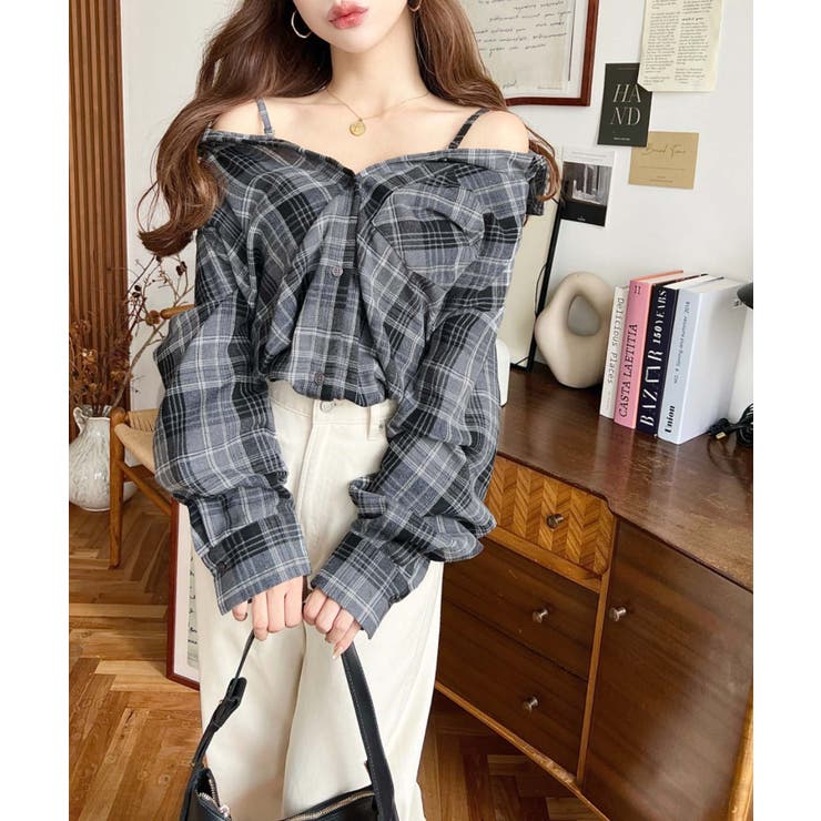 マルチウェイ長袖ルーズチェックシャツ | moment+ | 詳細画像28 