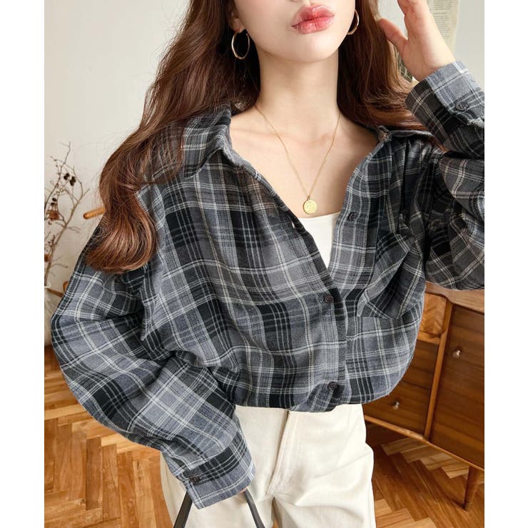 マルチウェイ長袖ルーズチェックシャツ | moment+ | 詳細画像29 