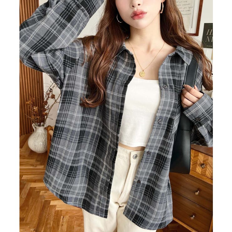 マルチウェイ長袖ルーズチェックシャツ | moment+ | 詳細画像30 