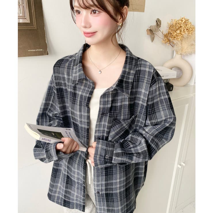 マルチウェイ長袖ルーズチェックシャツ | moment+ | 詳細画像35 